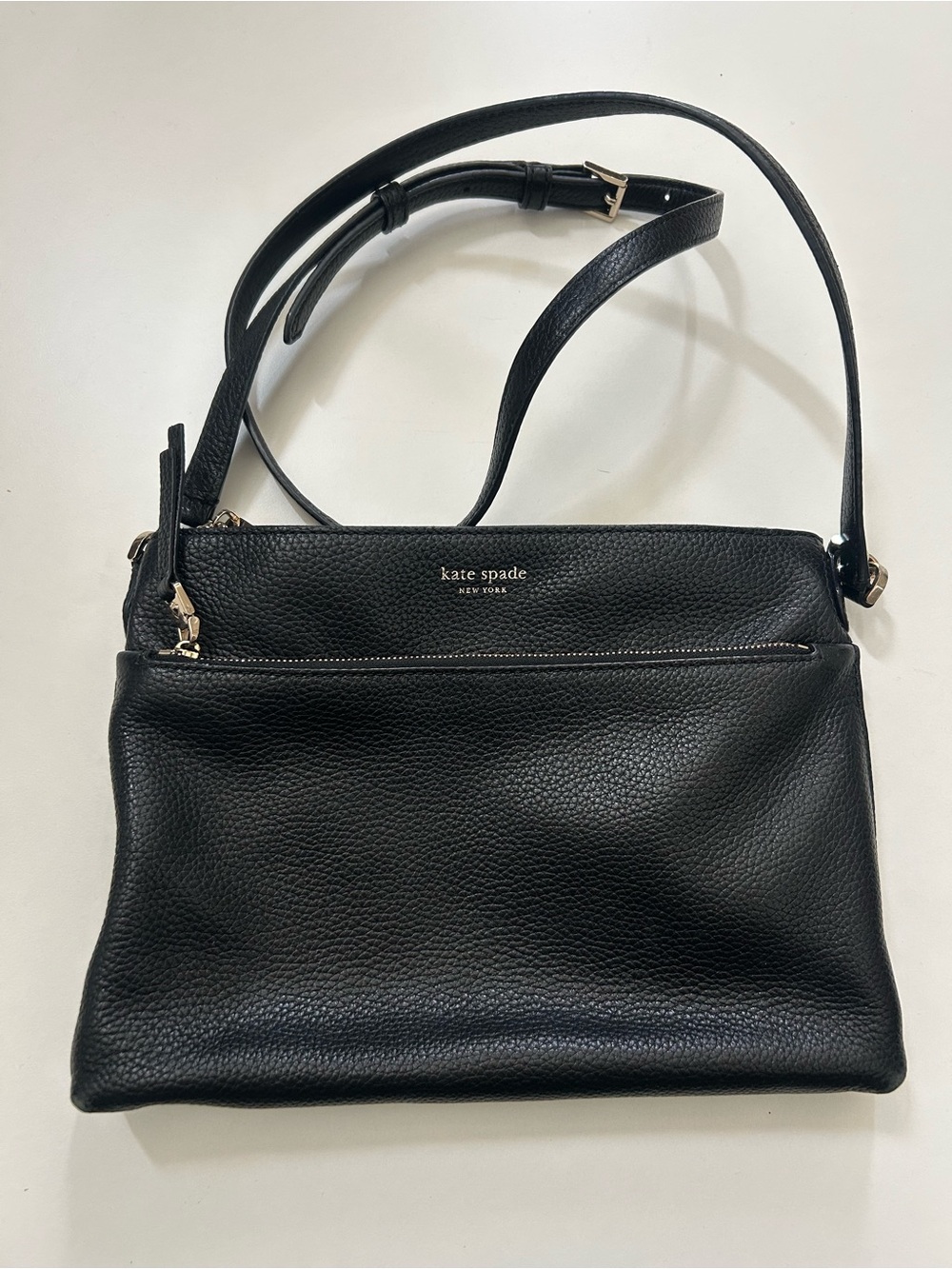 Kate Spade Black Pebbled Leather Crossbody Bag with Gold Hardware